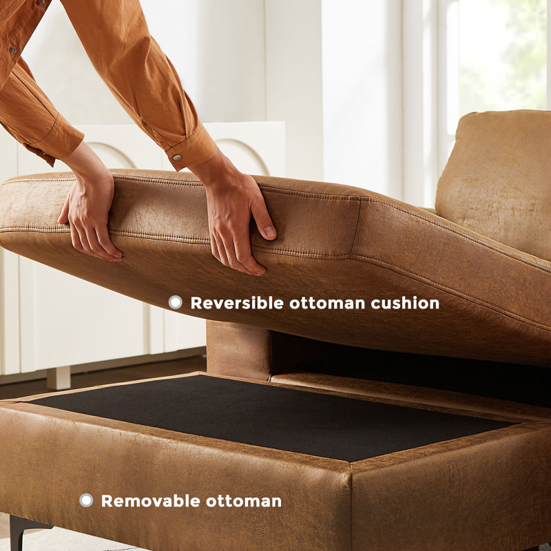 Wrought Studio Chanpreet 108" Wide Faux Leather Reversible Sofa